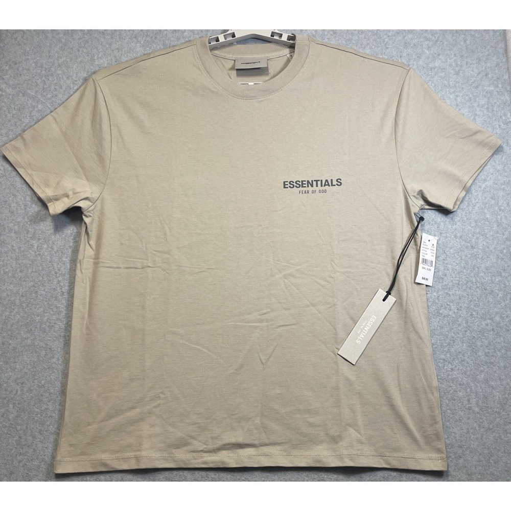 Essentials Fear Of God Men's Tan Logo T-Shirt Sz Sm New With Tags